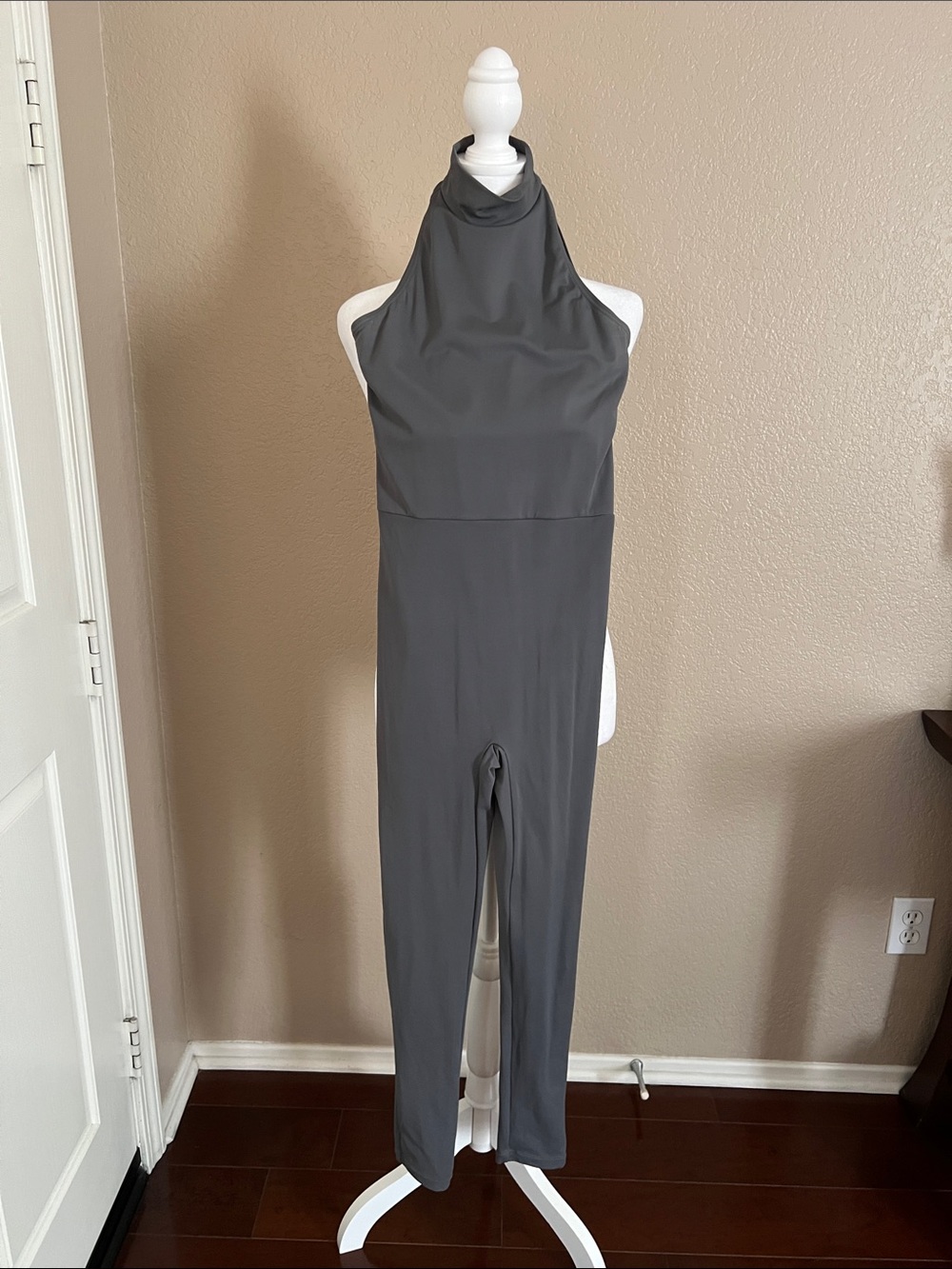 balera Charcoal High-Neck Sleeveless Bodysuit